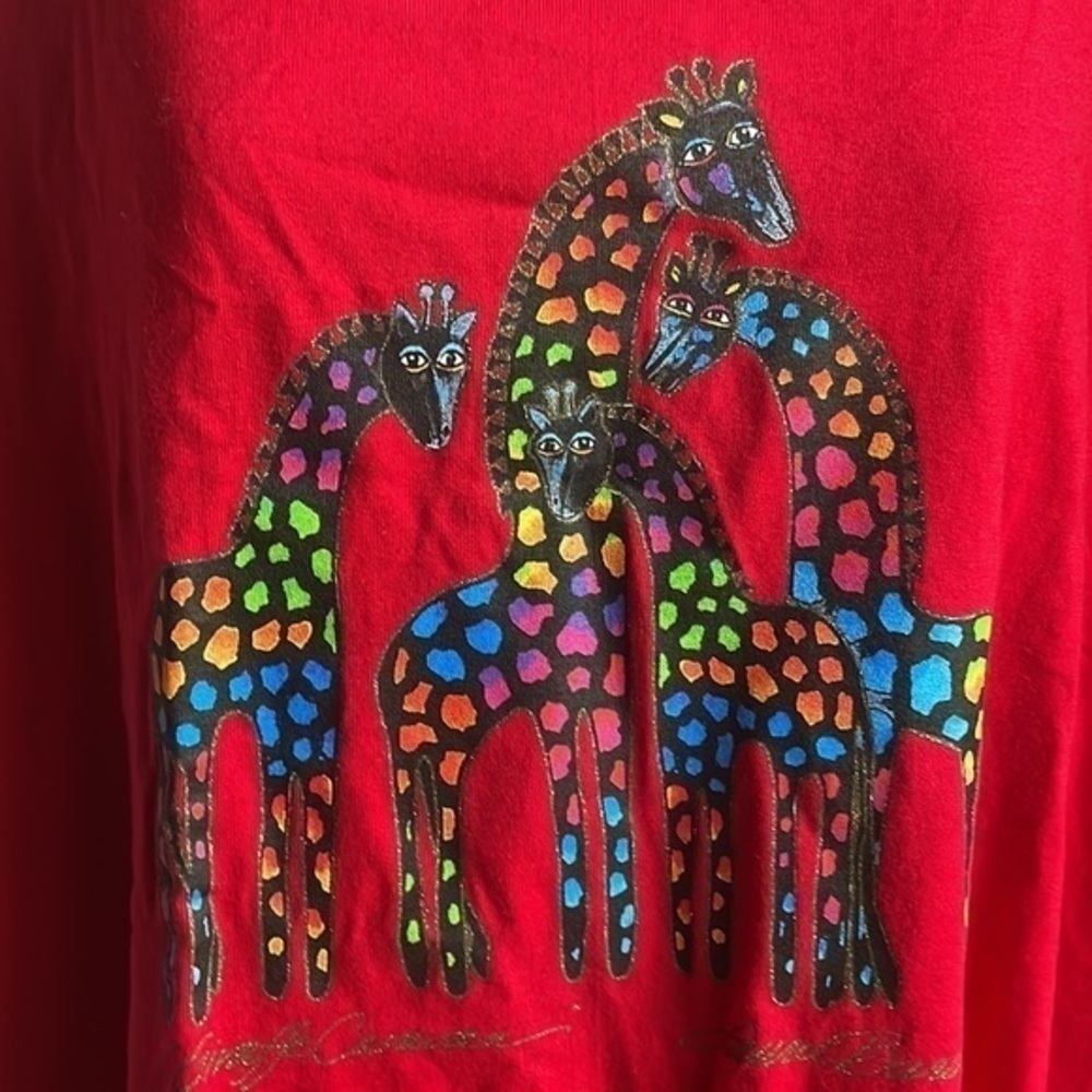NWT Laurel Burch dress 2X Rare Rainbow Giraffe Red tank dress - Picture 2 of 9